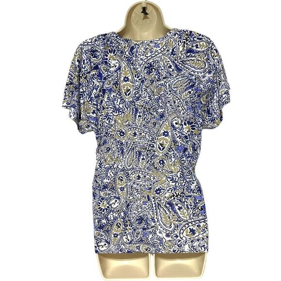 Rafaella Women’s Knit V-Neck Ruffled Short Sleeve Fashion Top - Picture 4 of 8